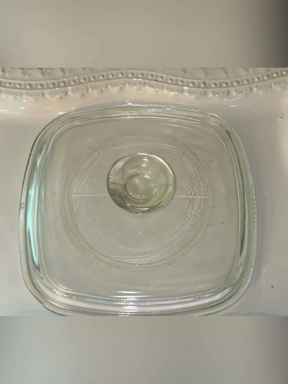 Pyrex Clear Glass Replacement Lid Vintage Square 6in Inner Rim 7 In Outer Rim